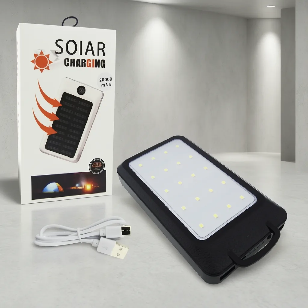 Bateria De Emergencia Solar A 20.000 Mah Con 2 Puertos USB, Brujula, Linterna E Indicador De Carga - imagen 8