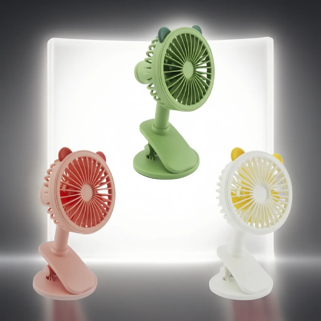 Ventilador De Sobremesa Con Diseño, Con Broche Y Base. Recargable. - imagen 9