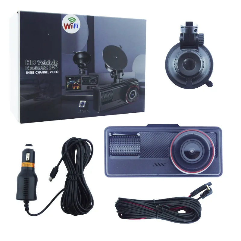 Camara DVR Triple Wifi Con Pantalla De 2.0” Modelo A15 Incluye Camara De Retroceso - imagen 1