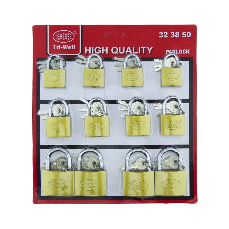 Candado Set Por 12 Piezas Marca TRI-WELL E 3 Tamaños 32, 38 Y 50 Mm - imagen 1