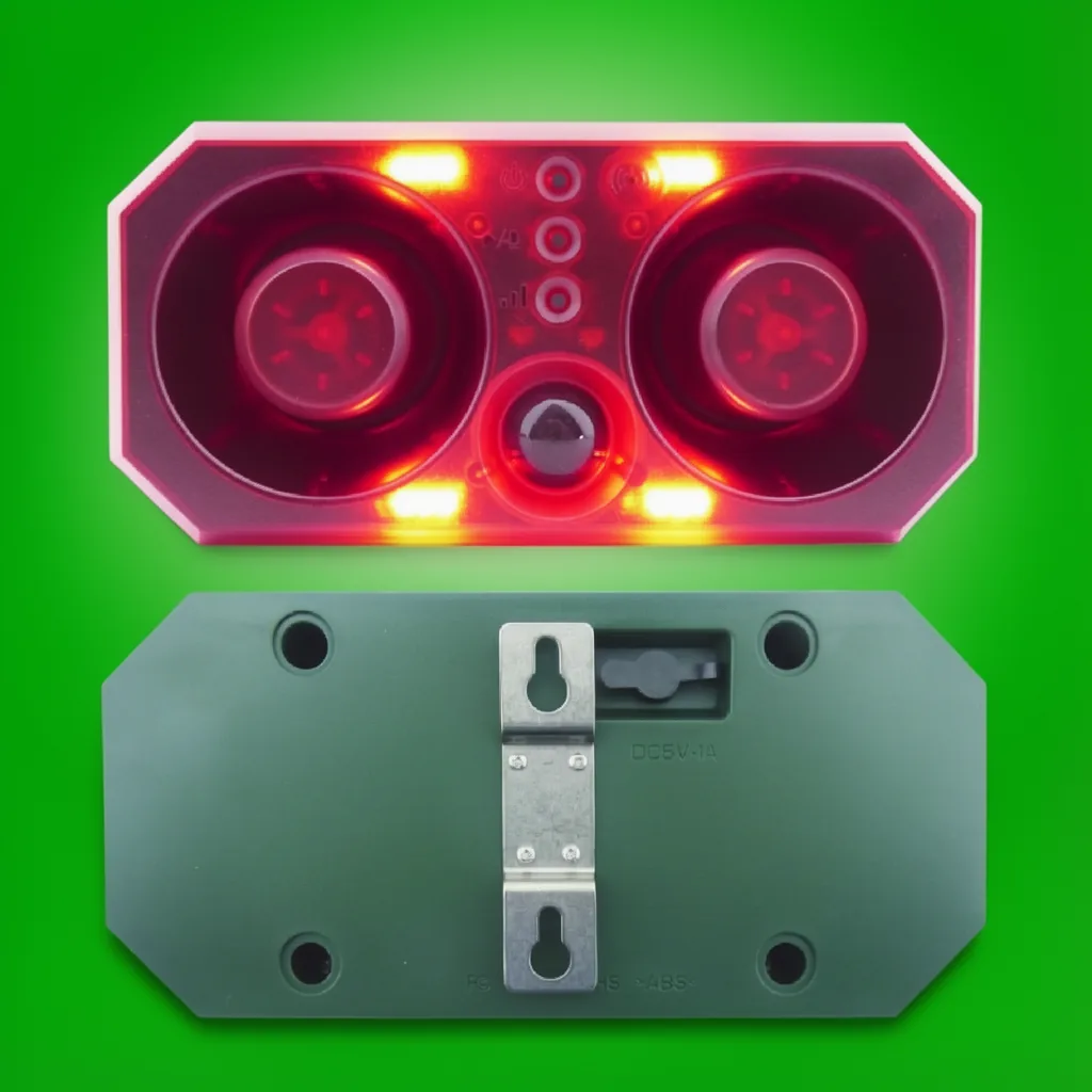 Alarma Sirena Con Baliza Solar, Sonido Para Ahuyentar Animales, Grabador Y Control Remoto. - imagen 9