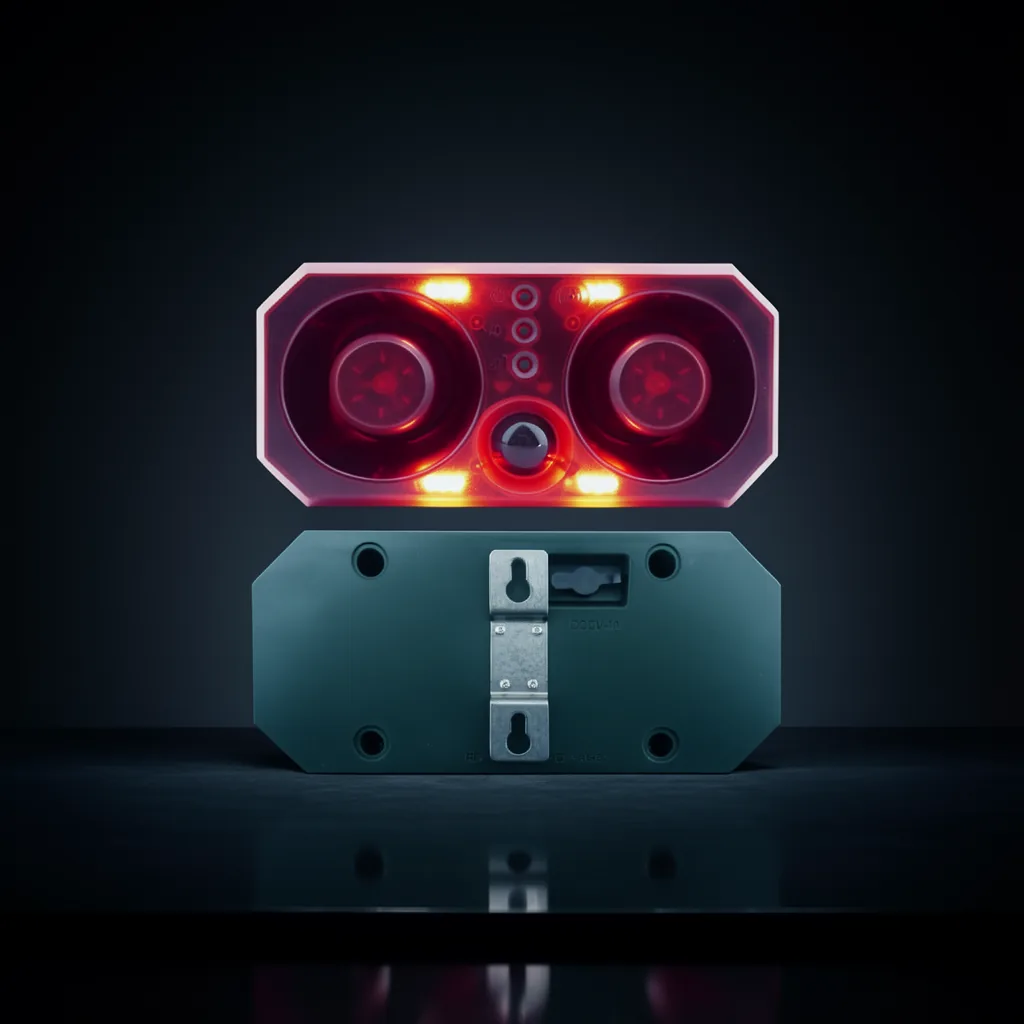 Alarma Sirena Con Baliza Solar, Sonido Para Ahuyentar Animales, Grabador Y Control Remoto. - imagen 7
