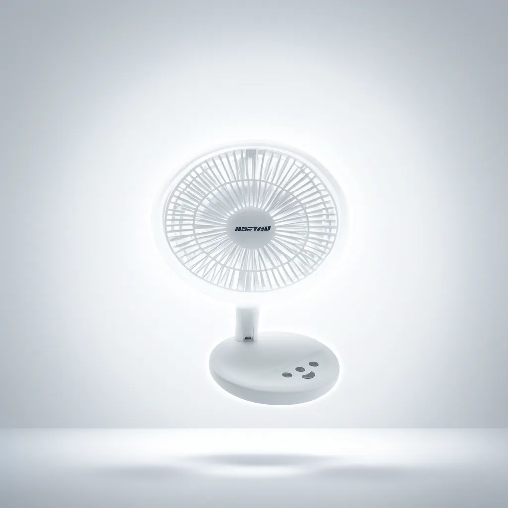 Ventilador De Sobre Mesa Recargable Marca JORTAN Modelo QT-Y15 Con Aro LED, 3 Velocidades Y Oscilacion - imagen 8