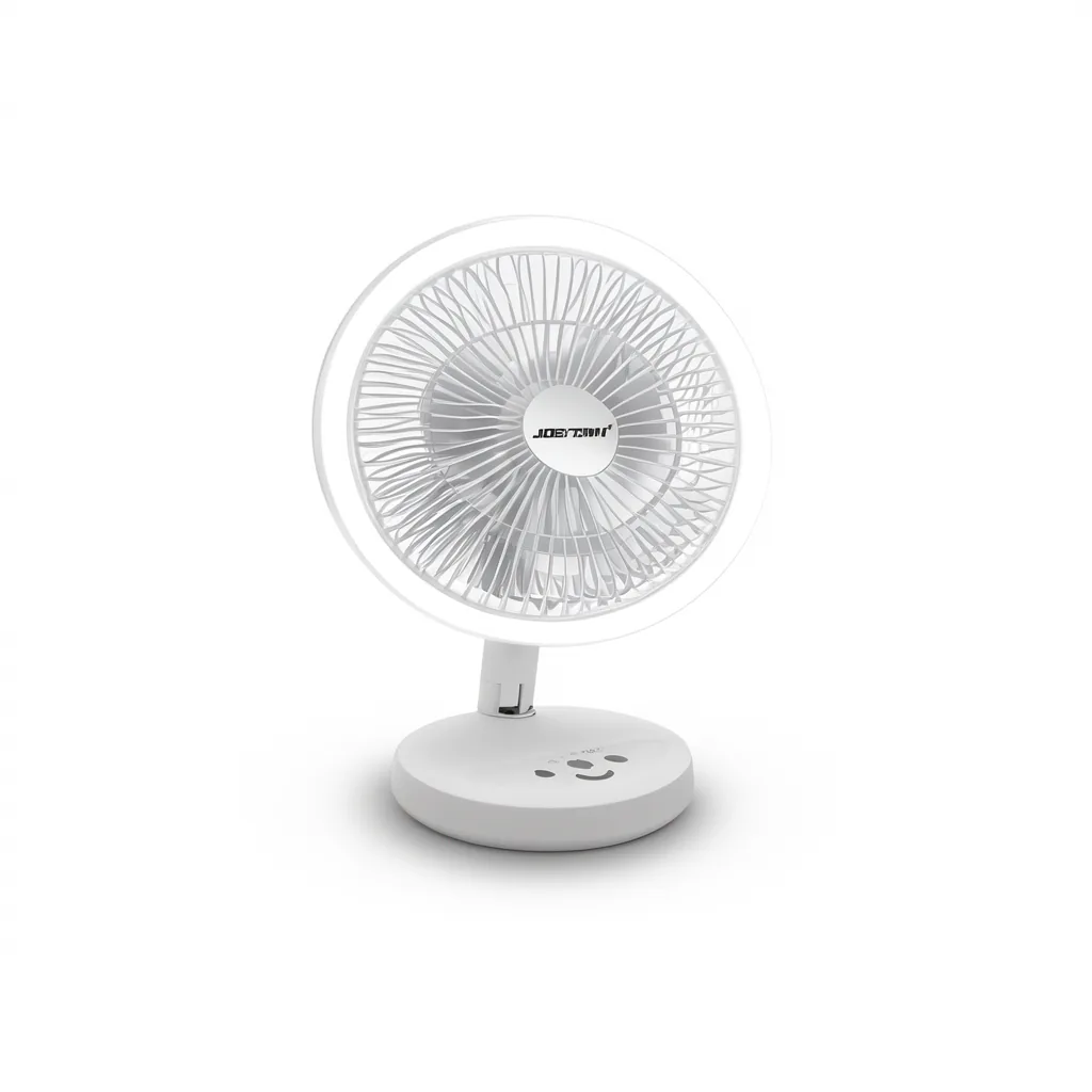 Ventilador De Sobre Mesa Recargable Marca JORTAN Modelo QT-Y15 Con Aro LED, 3 Velocidades Y Oscilacion - imagen 4