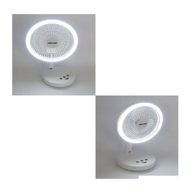 Ventilador De Sobre Mesa Recargable Marca JORTAN Modelo QT-Y15 Con Aro LED, 3 Velocidades Y Oscilacion - imagen 2