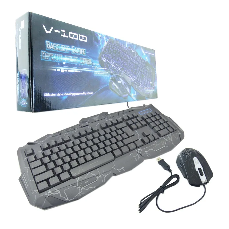 Teclado + Mouse Gamer, Mod-V100, Con Luz. En Caja. - imagen 1