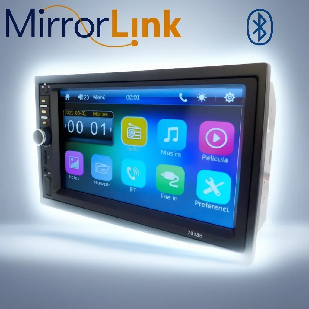 Radio Para Auto Con Pantalla 7” Touch, Con Bisel, Control Remoto Y Mando Para Volante. - imagen 9