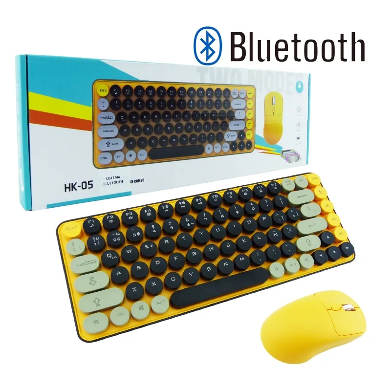 Teclado Y Mouse Bluetooth Modelo HK-05 De Teclas Redondas. - imagen 1
