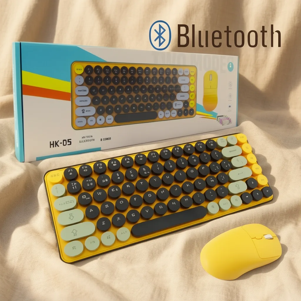 Teclado Y Mouse Bluetooth Modelo HK-05 De Teclas Redondas. - imagen 6