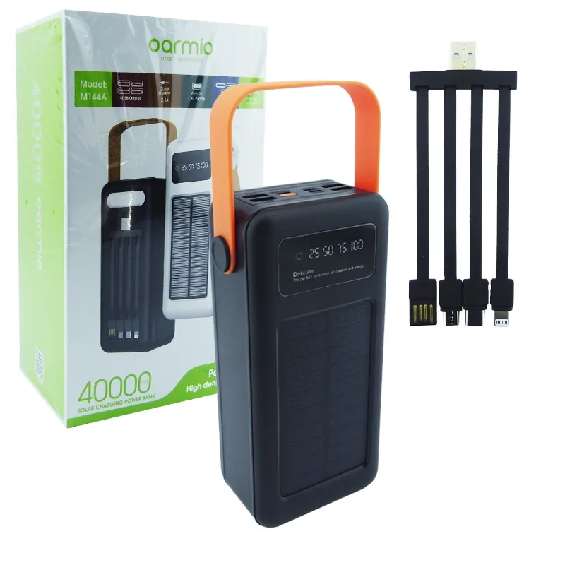 Bateria De Emergencia Solar De 4 USB-Iphone-Tipe-C-Micro USB, De 40.000 Mah Con Cables Y Linterna - imagen 9