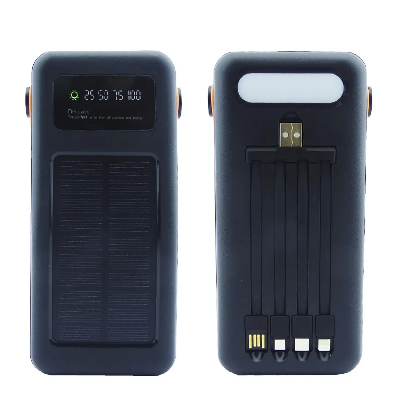 Bateria De Emergencia Solar De 4 USB-Iphone-Tipe-C-Micro USB, De 40.000 Mah Con Cables Y Linterna - imagen 3