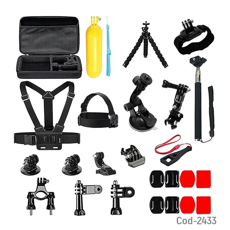 Kit 28 Accesorios Para Camara Deportiva Tipo Gopro. Con Estuche - imagen 1