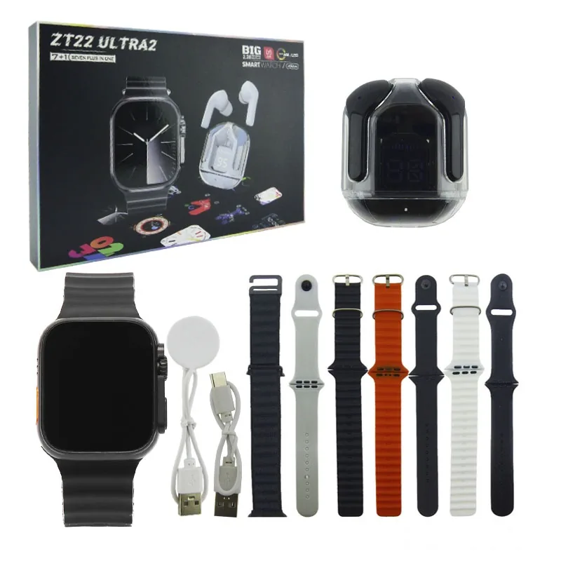 Reloj Smartwatch Kit Modelo TZ-22 ULTRA Con Audifonos Bluetooth Y Variedad De Correas. - imagen 9
