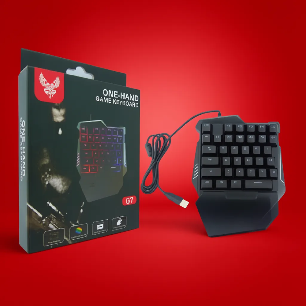 Teclado Una Mano, Gamer Con Luz LED,  Conexion USB - imagen 6