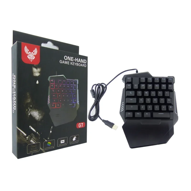 Teclado Una Mano, Gamer Con Luz LED,  Conexion USB - imagen 1