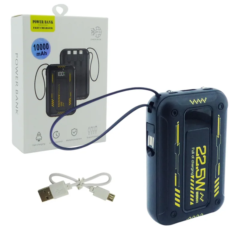 Bateria De Emergencia 22.5 Watt Con Puertos USB Type-C Micro USB Y Cables Integrados De 10.000 Mah Con Linterna - imagen 9