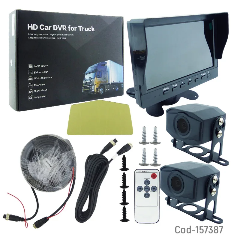 Kit DVR Con Pantalla Para Camion De 7” Mas 2 Camaras Desmontables, Compatible Con 12 O 24 Volt - imagen 1