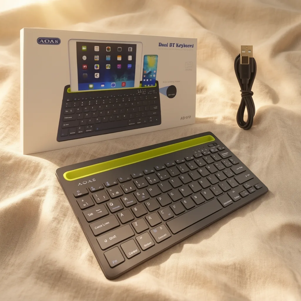 Teclado Bluetooth Modelo AS-199 Marca AOAS Recargable Con Ranura Para Smartphone O Tablet - imagen 6