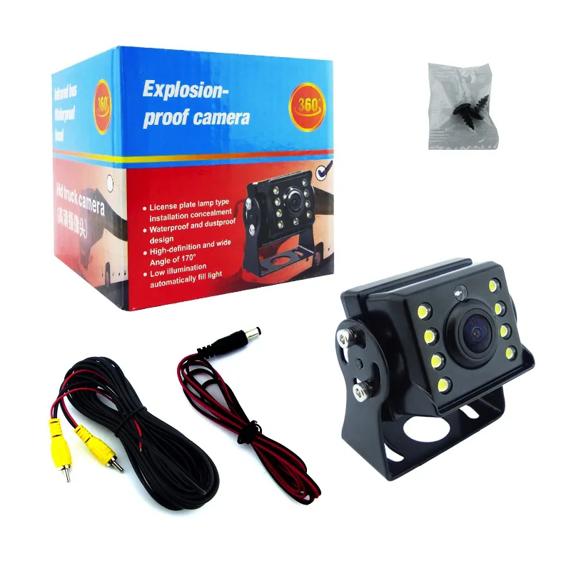Camara Retrovisor Para Camion Cuadrada Mini De 8 LED Con 15 Mts De Cable A 12-24 Volt - imagen 1
