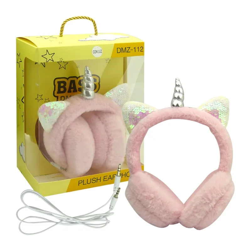 Audifonos Para Niños Con Cable Orejas De Gato, Con Luz, Vincha, Diseño De Peluche. - imagen 9