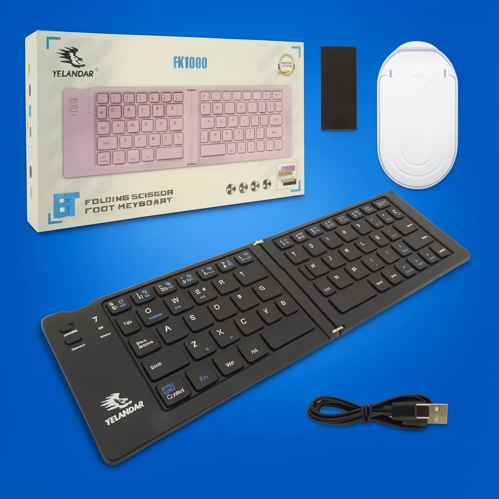 Teclado Mini Plegable Bluetooth Con Soporte Modelo FK1000 En Aluminio Y Variedad De Colores. - imagen 6