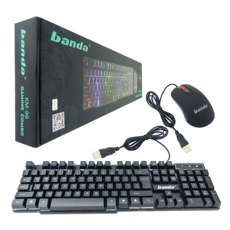 Teclado+ Mouse USB, Retro Iluminado, Luz RGB, Modelo KM99. En Caja. - imagen 1