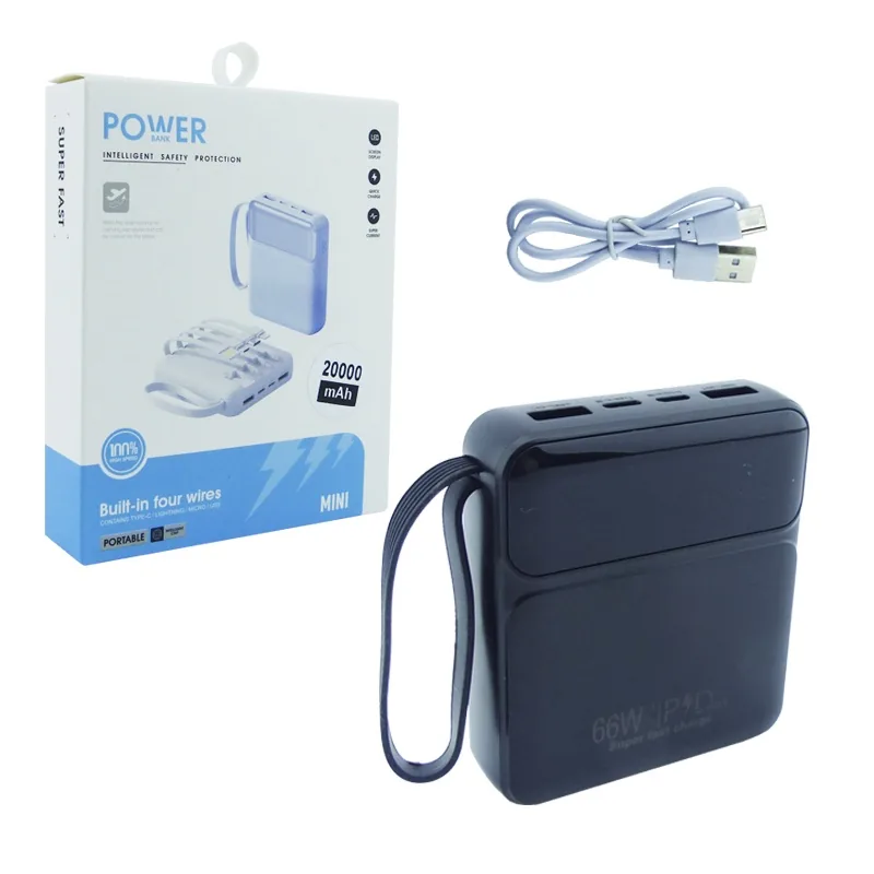 Bateria De Emergencia Mini De 66 Watt Con 2 Micro USB,2 USB Mas 4 Cables Type-C, Iphone, Micro USB Y USB. Variedad De Colores. 20.000 Mah - imagen 7