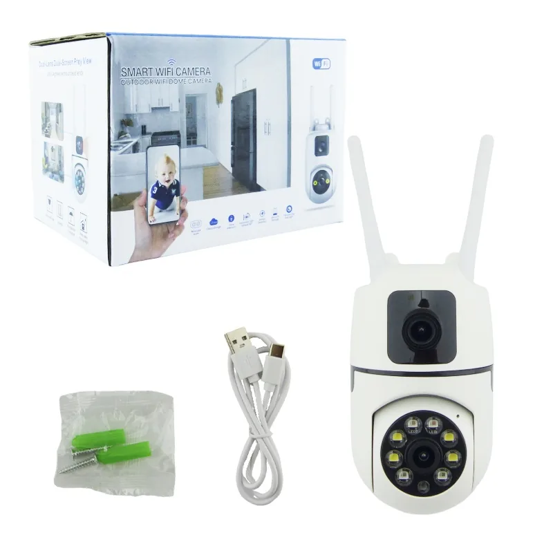 Camara De Vigilancia IP Wifi Doble Lente Modelo E10 Con Giro De 360° Y 8 LED Compatible Con La App V380. - imagen 1