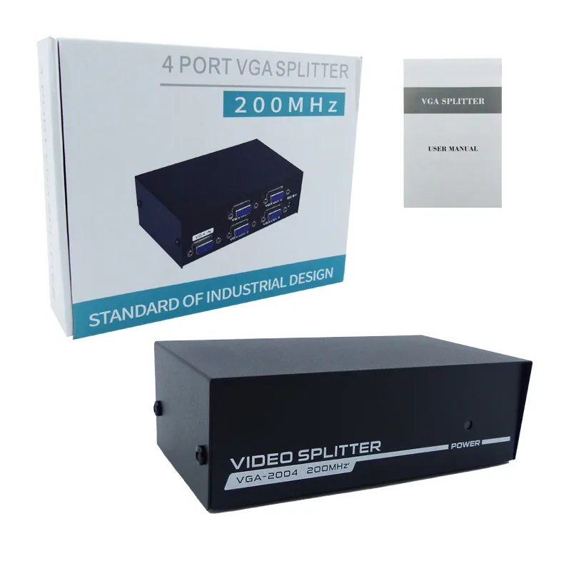 Spliter VGA De 1 Entrada Por 4 Salidas De 200MHZ Con Transformador. - imagen 1
