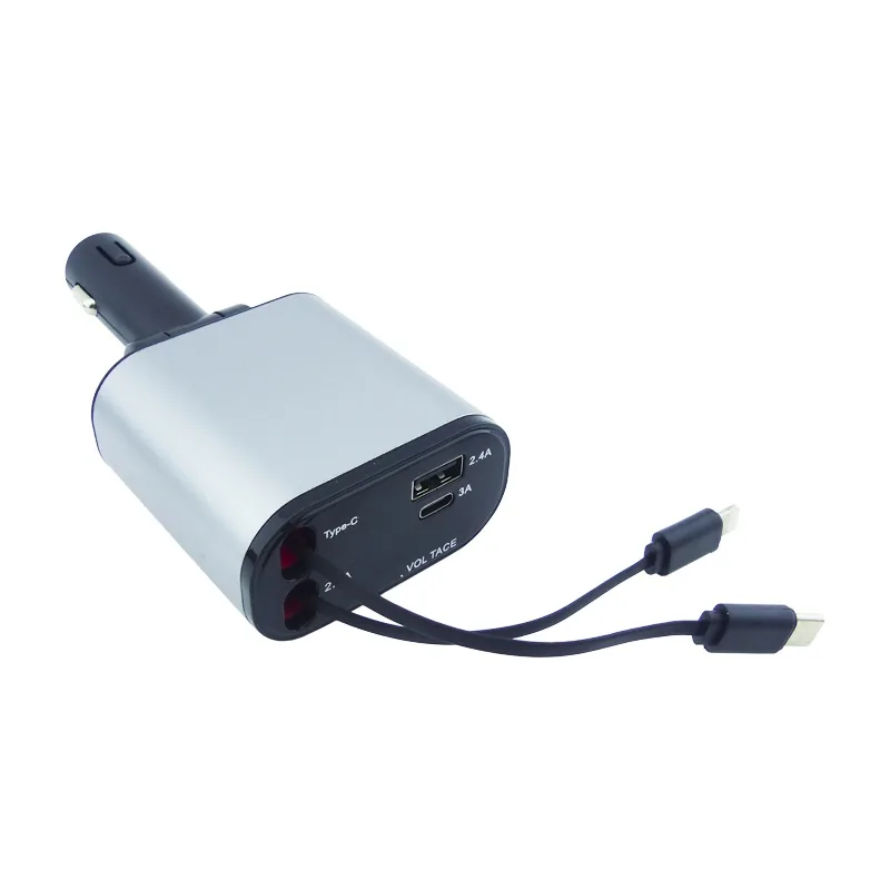 Cargador 120 W Fast Charge USB-PD Y 2 Cables Retractil Tipe-C/Iphone - imagen 1