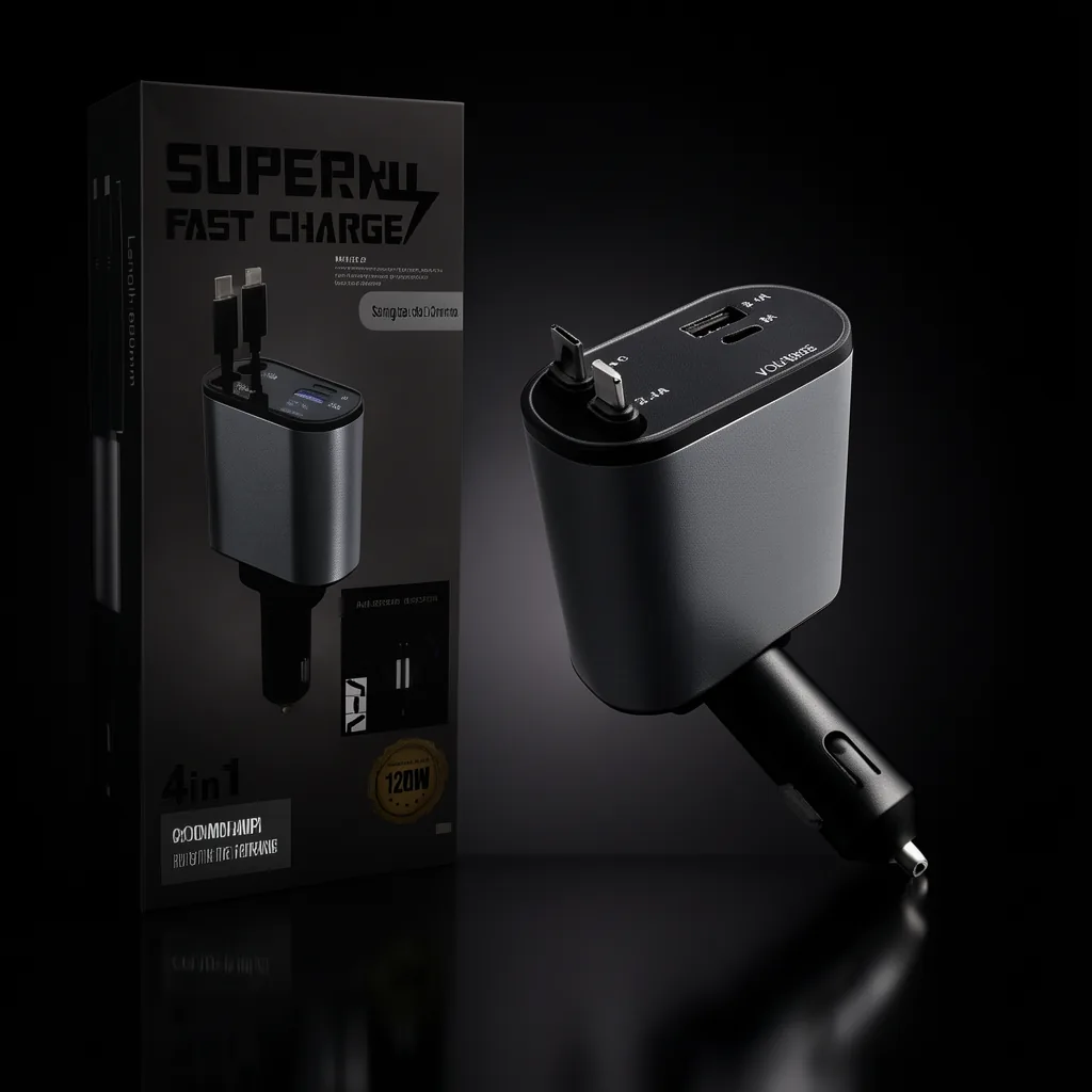 Cargador 120 W Fast Charge USB-PD Y 2 Cables Retractil Tipe-C/Iphone - imagen 7