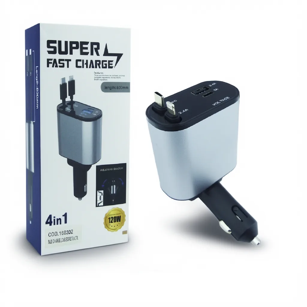 Cargador 120 W Fast Charge USB-PD Y 2 Cables Retractil Tipe-C/Iphone - imagen 8